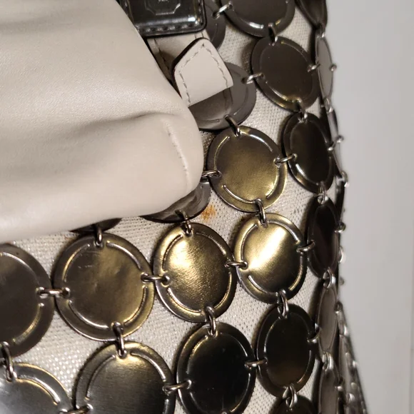 LIMITED EDITION! Coach Bonnie Cashin White & Silver Metallic Medallion Bag 13376 - Picture 13 of 16